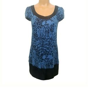 Express Blue/Black Cheetah Leopard Tunic Dress XS